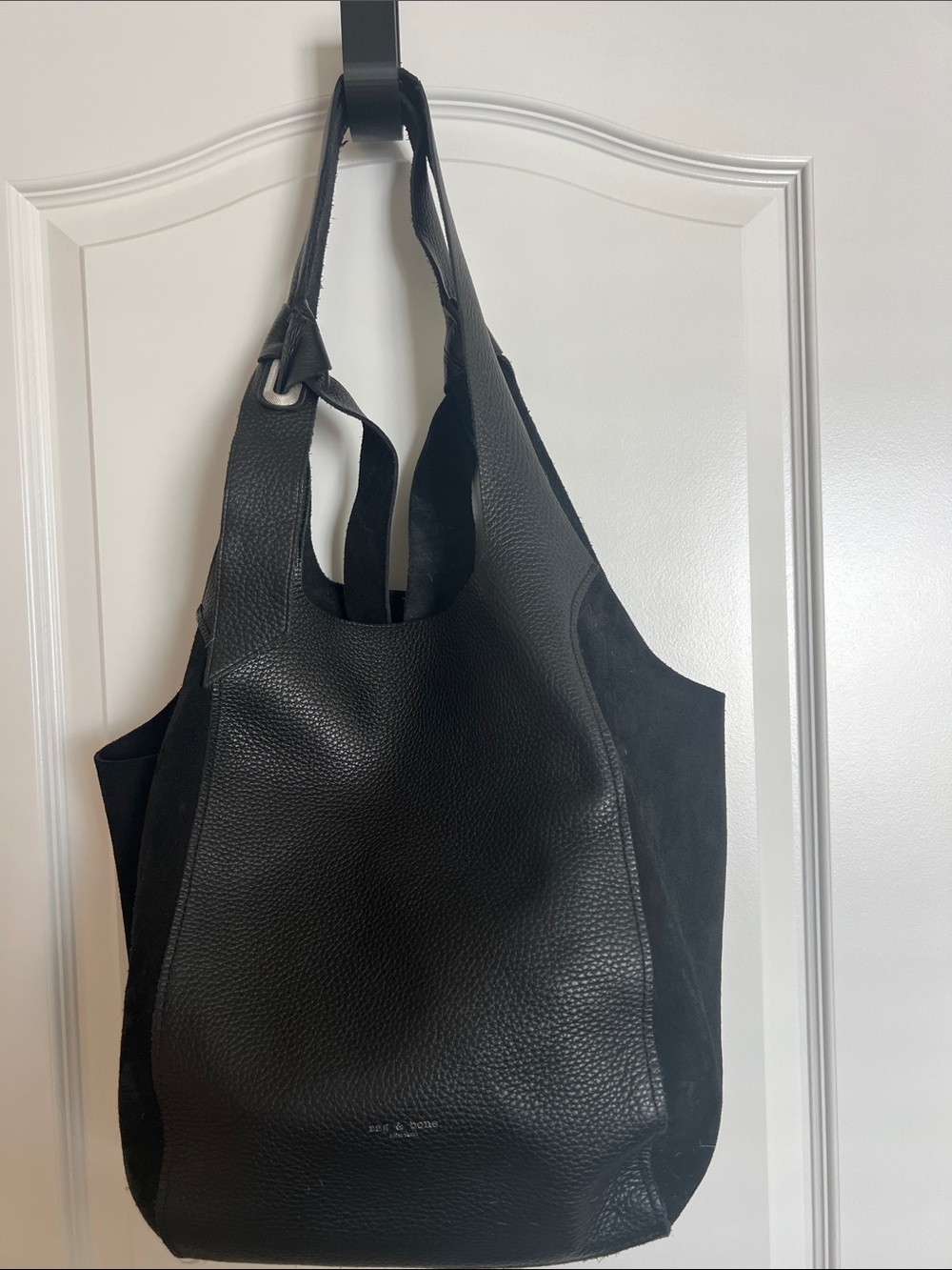 rag & bone Black Pebbled Leather Shoulder Tote